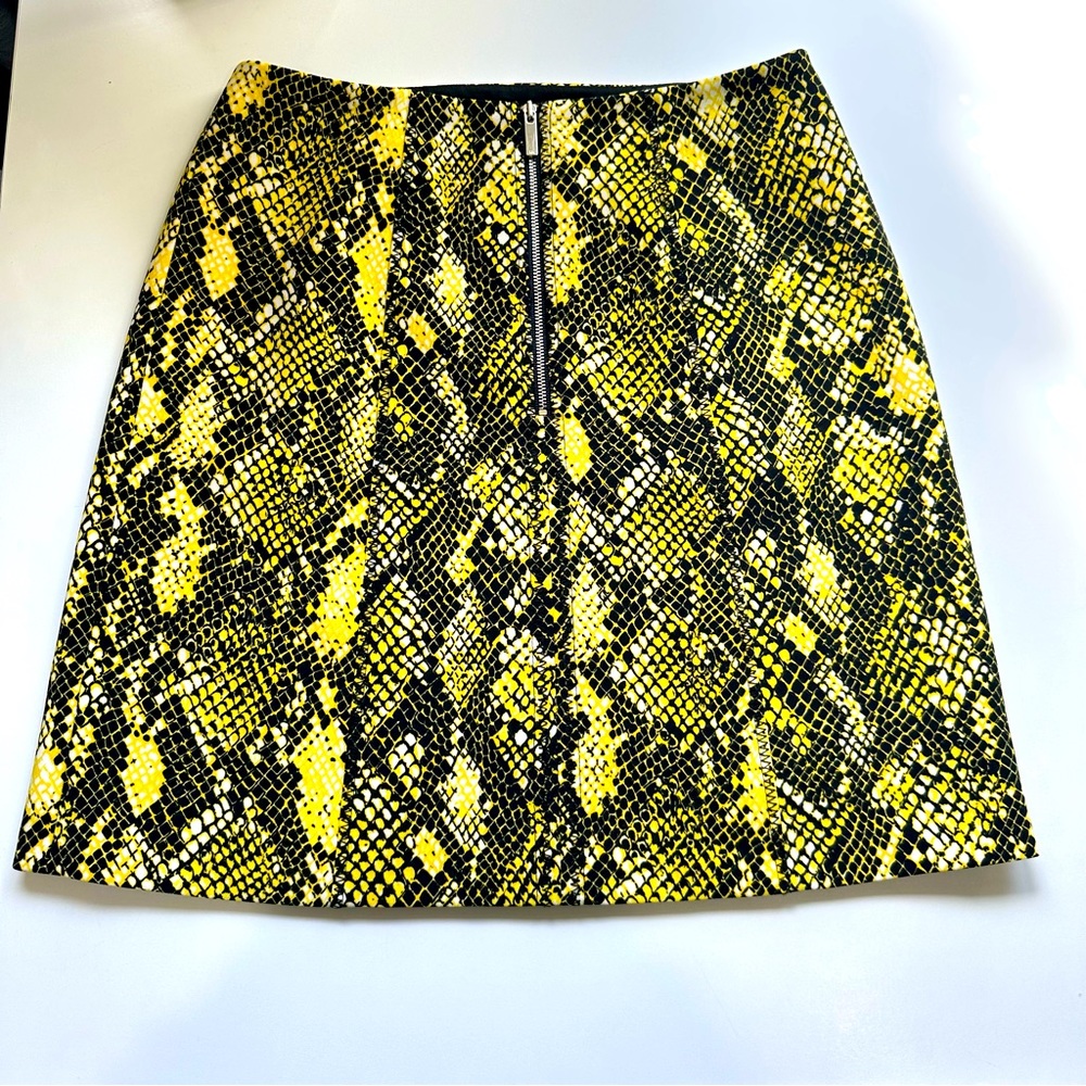 Karen Millen Yellow and Black Snakeskin Mini Skirt, Size: 4